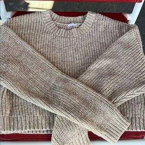 Garage Tan Crew Neck Chunky Knit Sweater